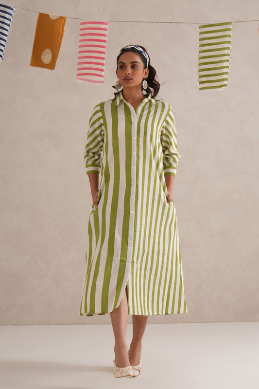 Dhani Hand Block Print Shirt Dress