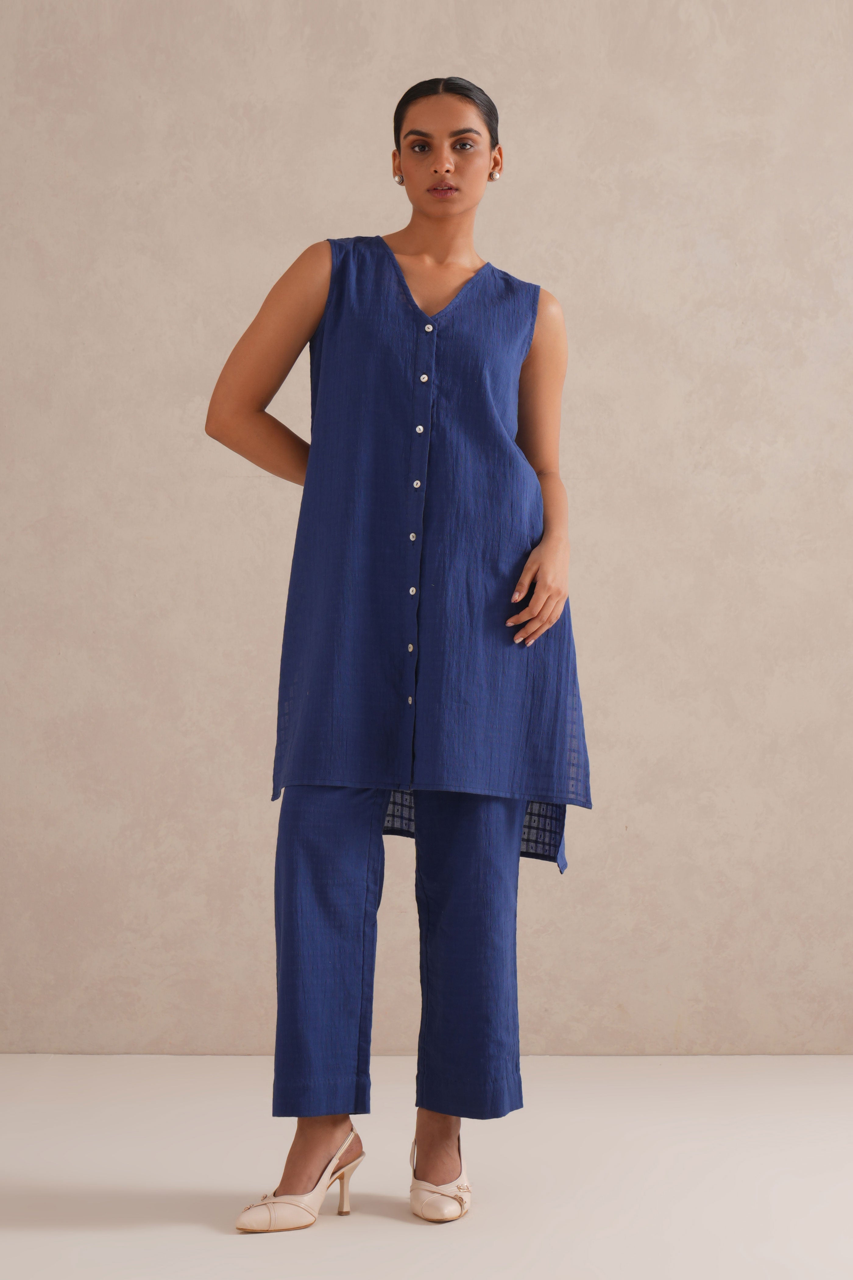 Indigo Blue Checkered Co-Ord Set Indigo Blue Checkered Co-Ord Set