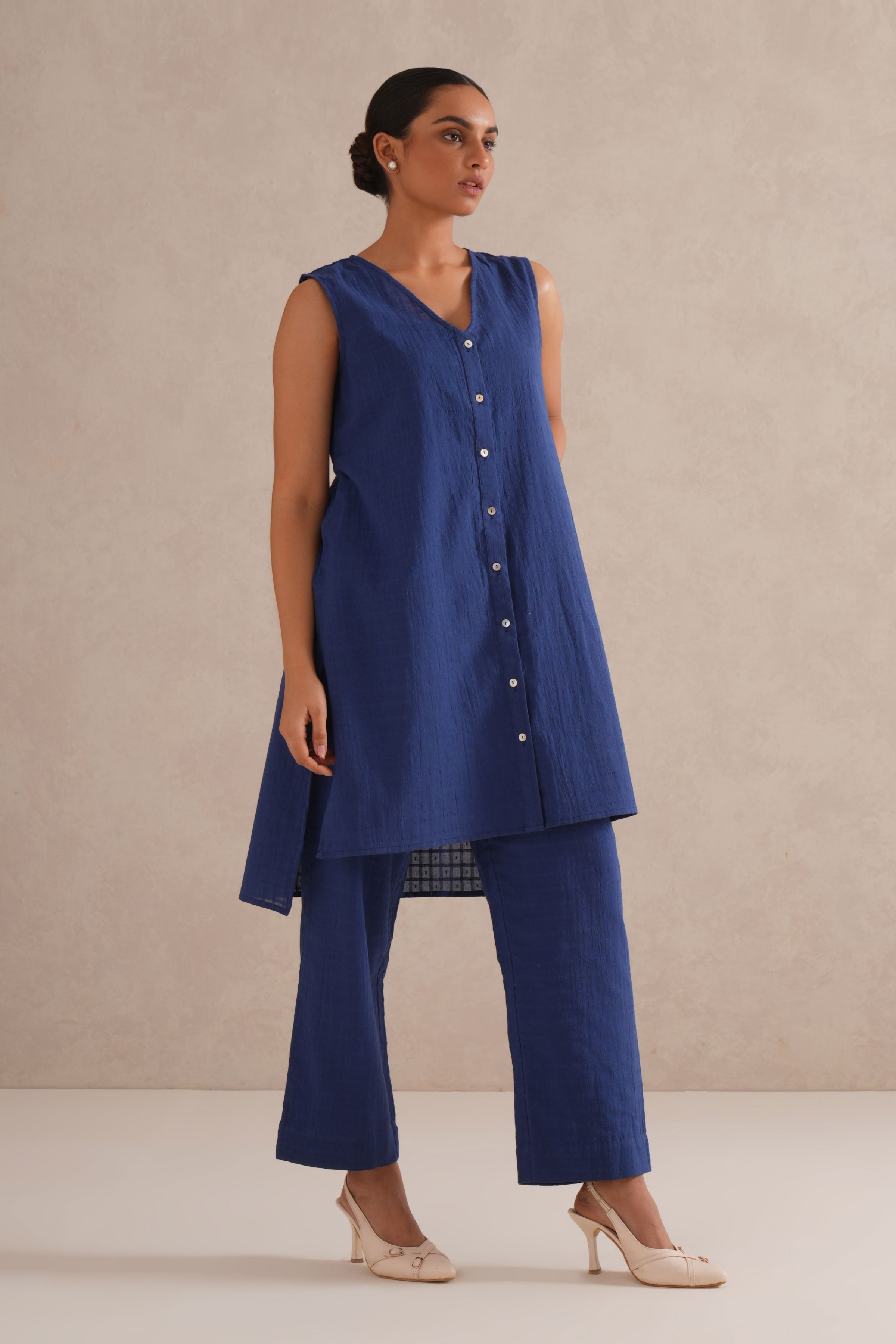 Indigo Blue Checkered Co-Ord Set Indigo Blue Checkered Co-Ord Set
