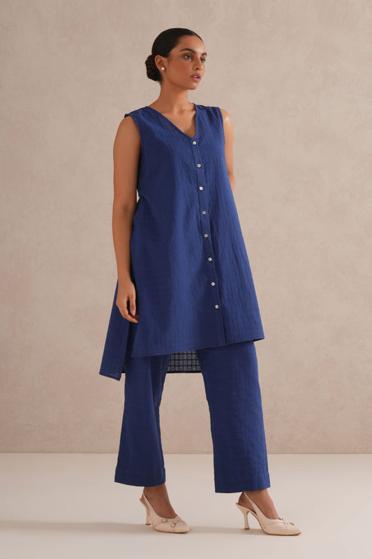 Indigo Blue Checkered Co-Ord Set