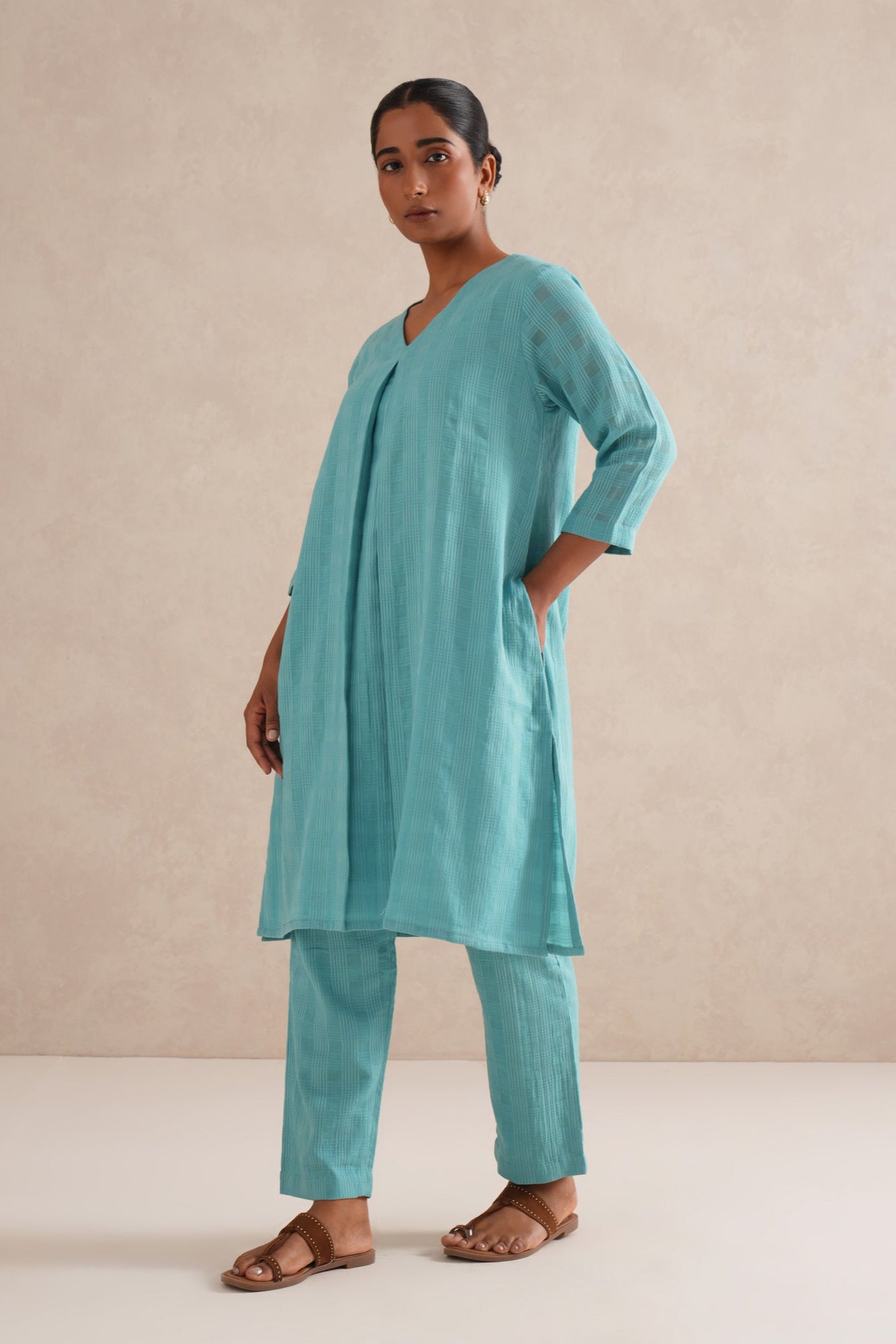 Firozi Checkered Co-Ord Set Firozi Checkered Co-Ord Set