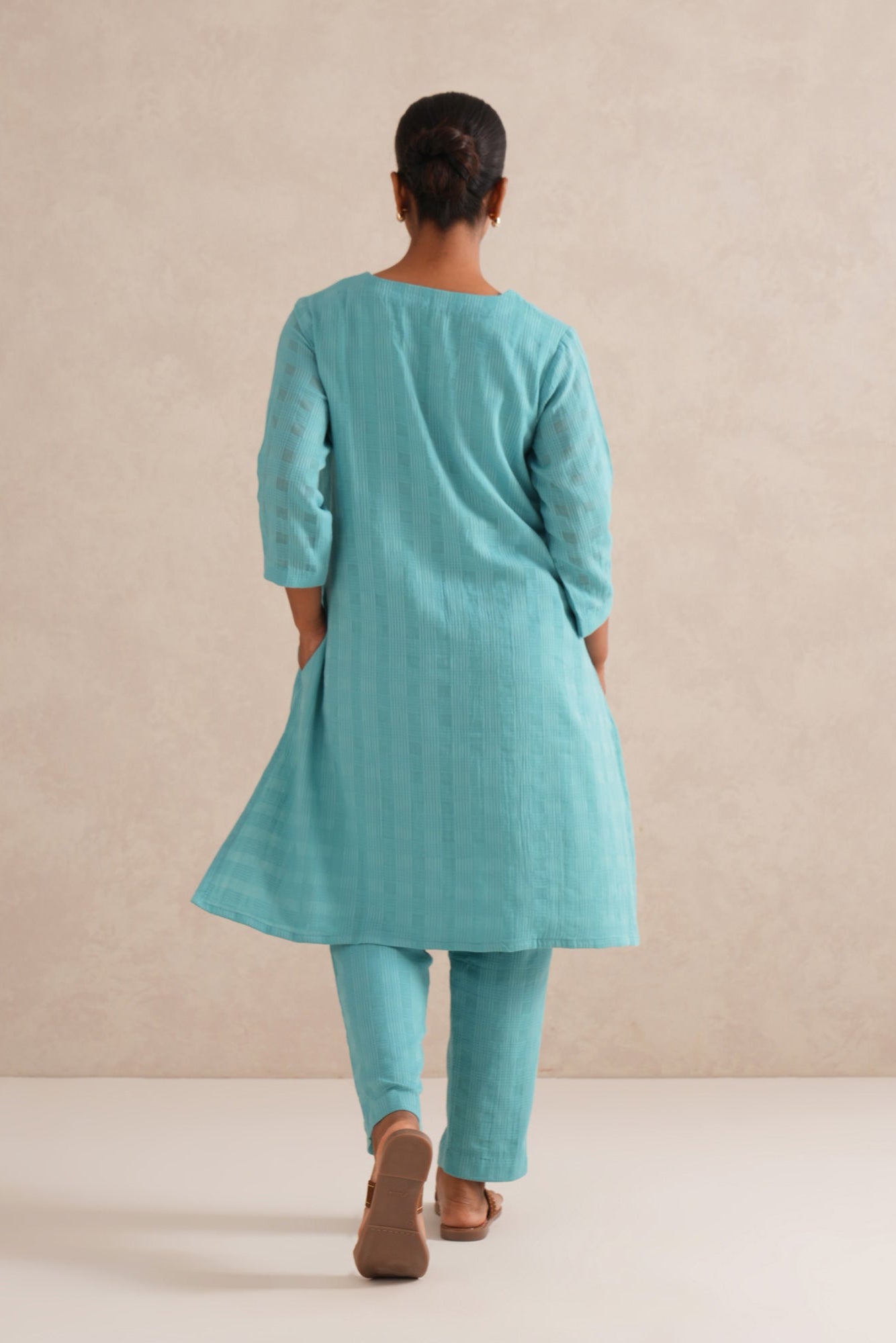 Firozi Checkered Co-Ord Set Firozi Checkered Co-Ord Set
