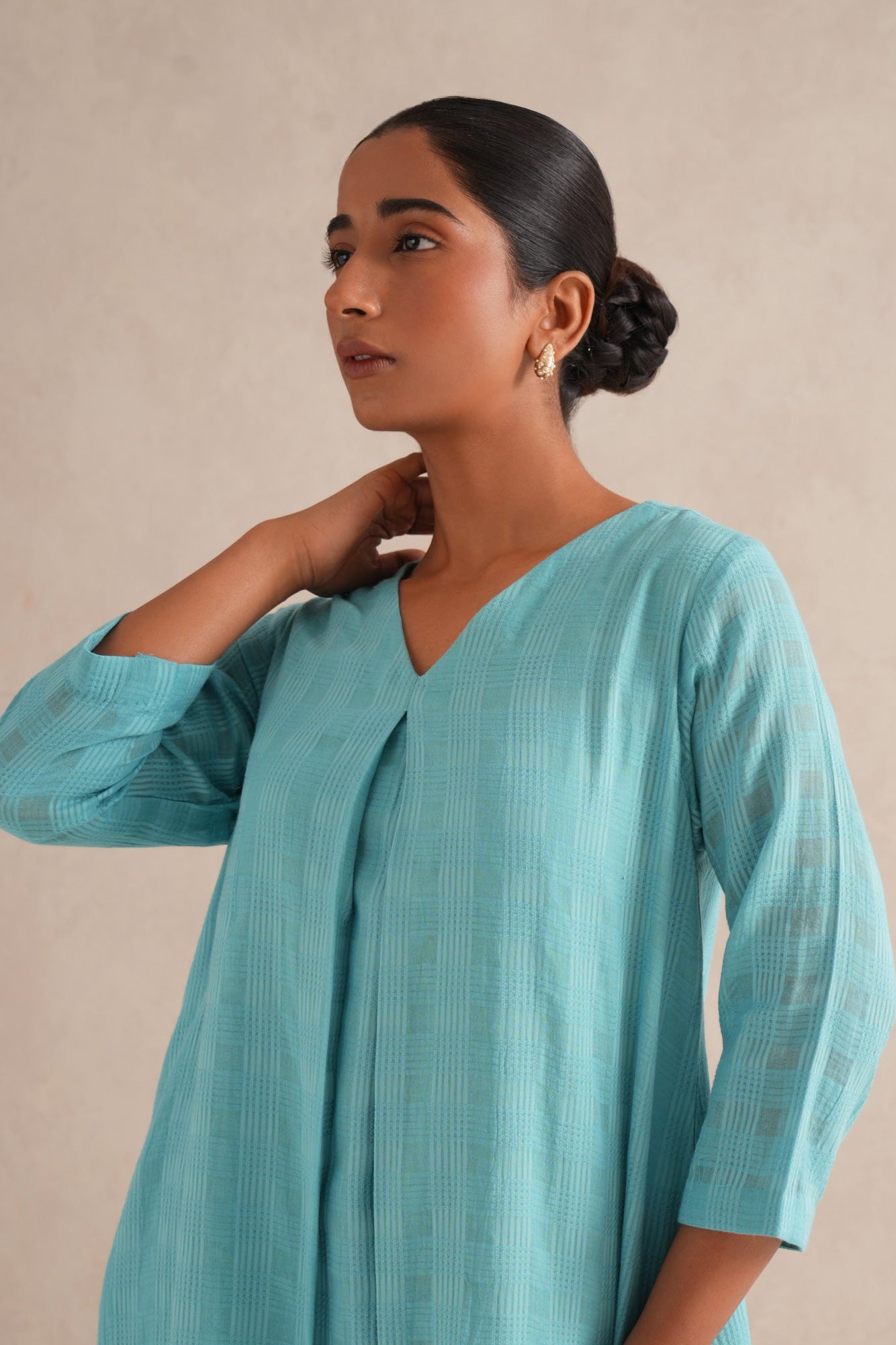 Firozi Checkered Co-Ord Set Firozi Checkered Co-Ord Set