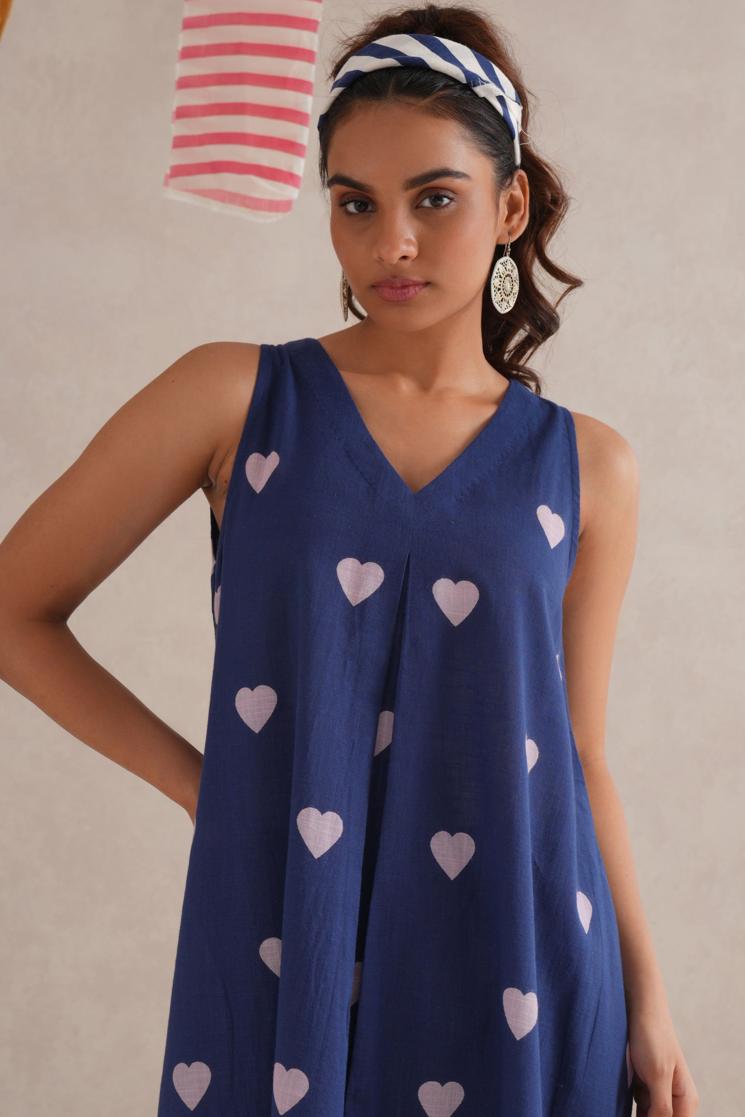 Purple Hearts Discharge Block Print Kurta Purple Hearts Discharge Block Print Kurta