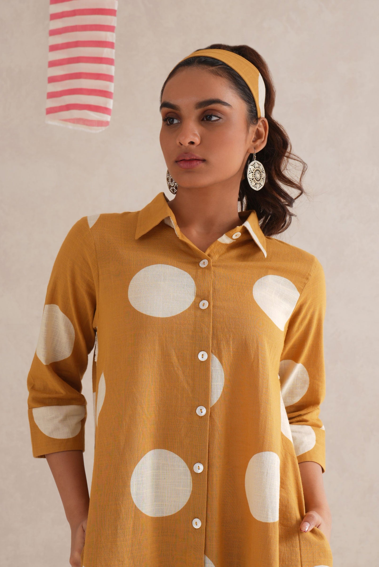 Multani Discharge Hand Block Print Shirt Dress Multani Discharge Hand Block Print Shirt Dress