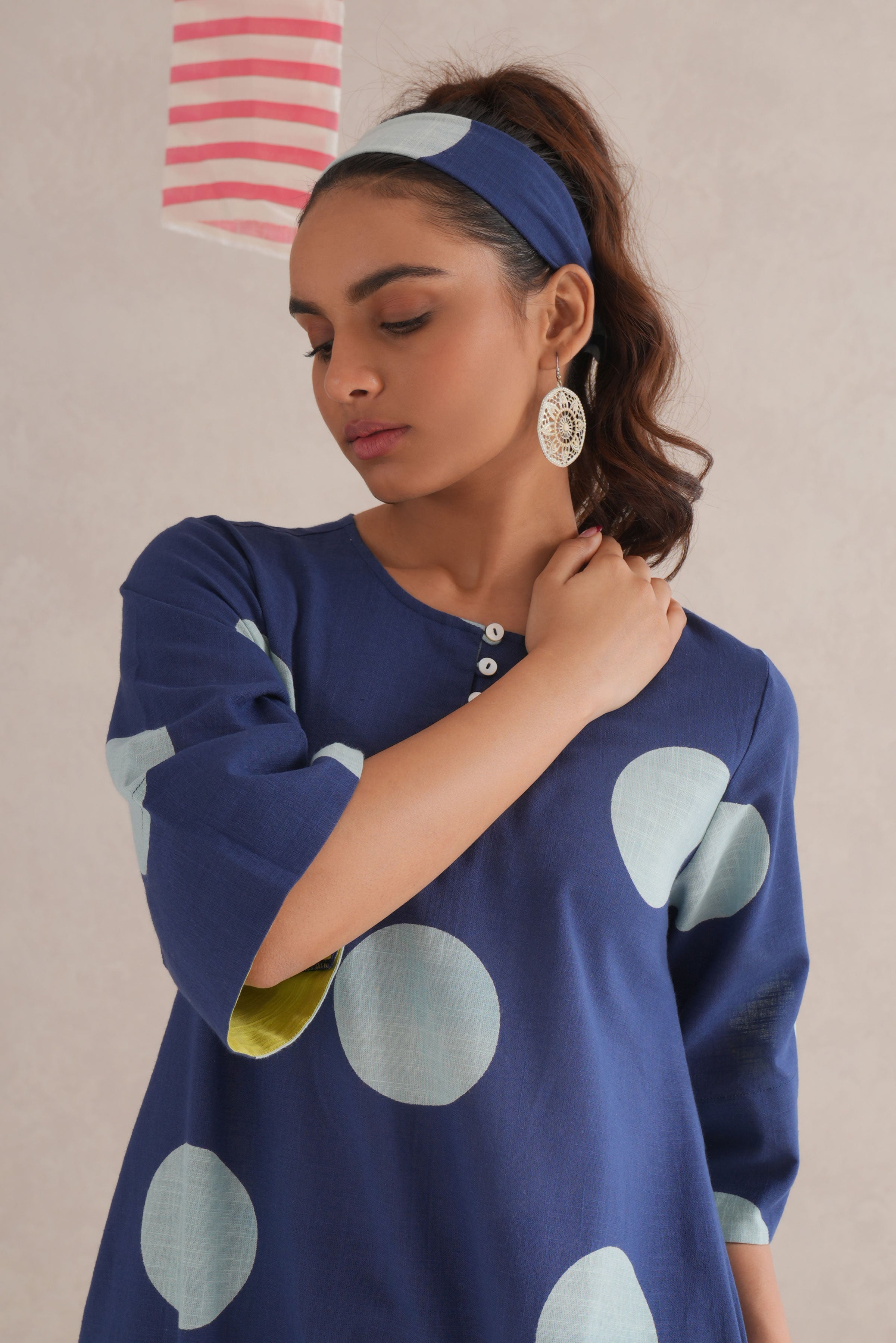 Neela Discharge Block Print Kurta Neela Discharge Block Print Kurta