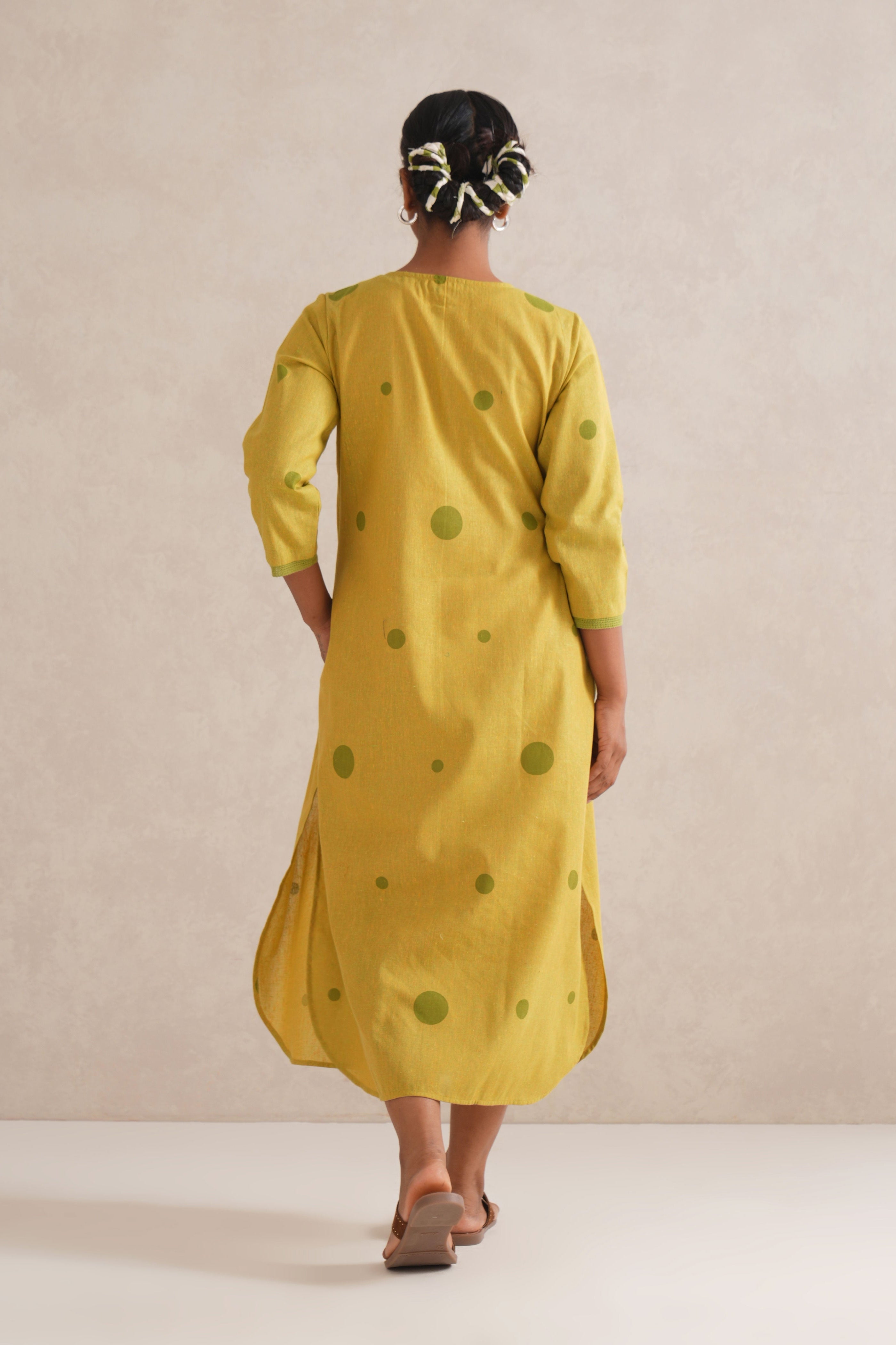 Green dots Straight Slit Dress Green dots Straight Slit Dress