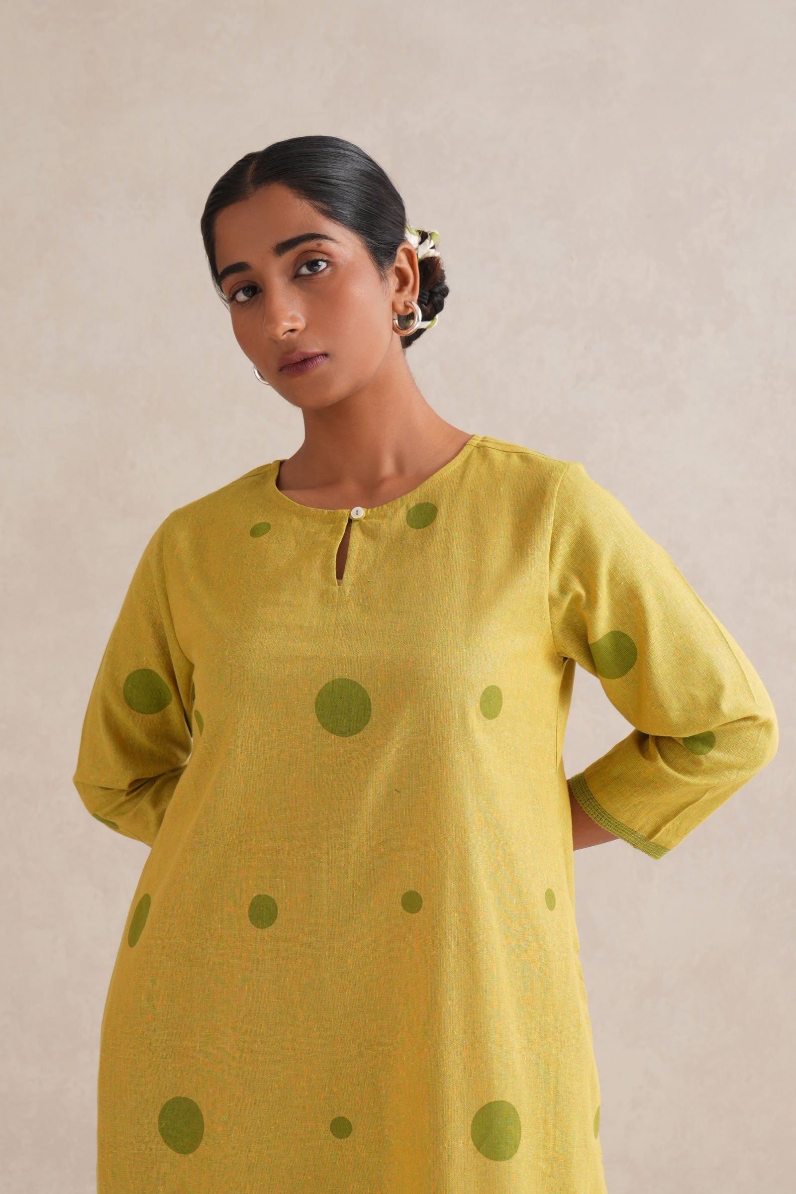 Green dots Straight Slit Dress Green dots Straight Slit Dress