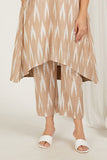 Beige Ikat High-Low Kurta Set - Cyan India Beige Ikat High-Low Kurta Set - Cyan India