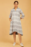 Black & White Ikat High-Low Dress - Cyan India Black & White Ikat High-Low Dress - Cyan India