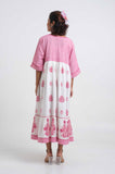 Block Print Mughal Dress - Cyan India Block Print Mughal Dress - Cyan India
