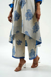 Blue Roses Block Print Pants - Cyan India Blue Roses Block Print Pants - Cyan India
