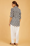 Chevron Block Print Shirt - Cyan India Chevron Block Print Shirt - Cyan India