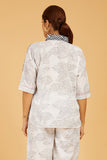 Chevron Block Print Shirt with Floral Back - Cyan India Chevron Block Print Shirt with Floral Back - Cyan India