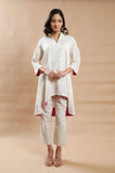 Fuchsia Embroidered High-Low Kurta - Cyan India Fuchsia Embroidered High-Low Kurta - Cyan India