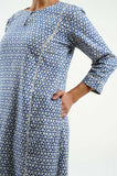 Geo Hand Block Print Kurta - Cyan India Geo Hand Block Print Kurta - Cyan India