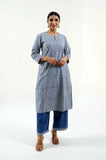 Geo Hand Block Print Kurta - Cyan India Geo Hand Block Print Kurta - Cyan India
