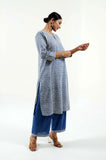 Geo Hand Block Print Kurta - Cyan India Geo Hand Block Print Kurta - Cyan India