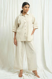 Handloom Checkered Shirt with Embroidery - Cyan India Handloom Checkered Shirt with Embroidery - Cyan India