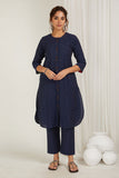 Handloom Indigo Blue Kurta - Cyan India Handloom Indigo Blue Kurta - Cyan India