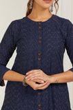 Handloom Indigo Blue Kurta - Cyan India Handloom Indigo Blue Kurta - Cyan India