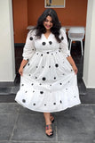 Uneven Polka Dots Flared Dress Uneven Polka Dots Flared Dress