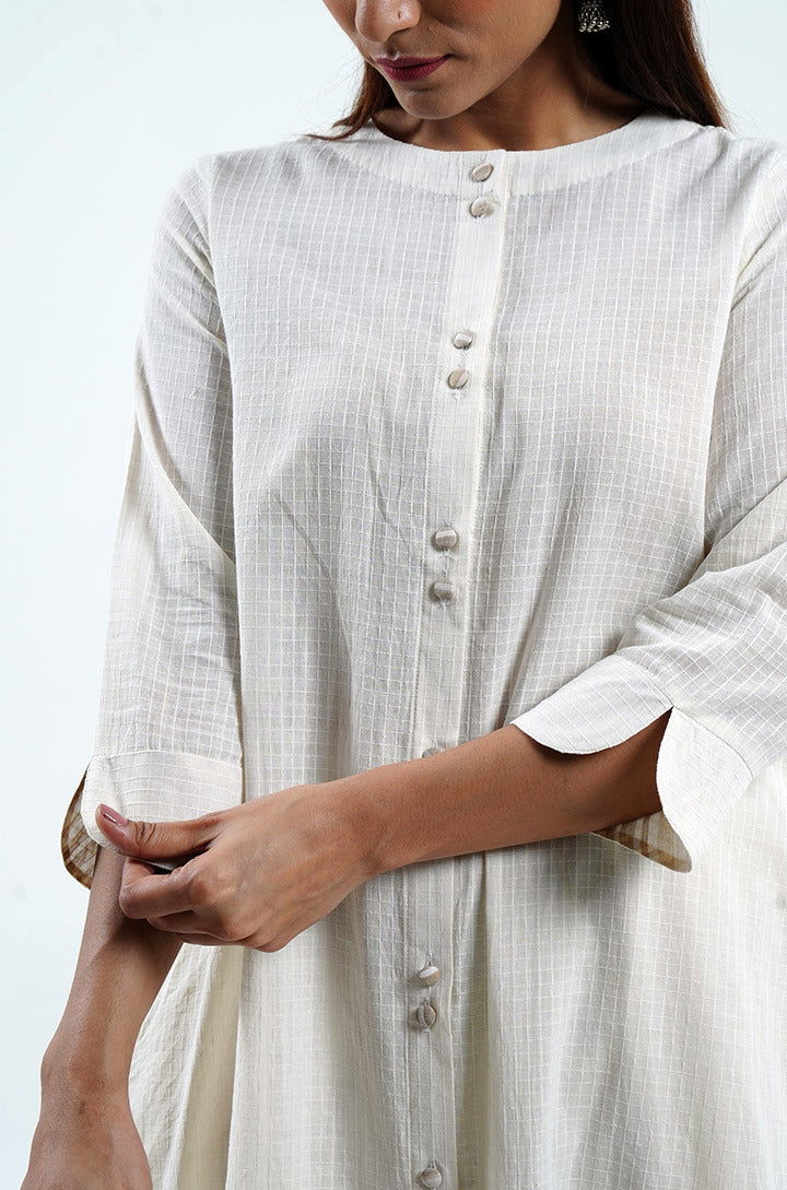 Ivory cotton dobby kurta - Cyan India Ivory cotton dobby kurta - Cyan India