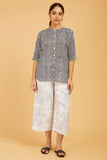 Mis-Match Block Print Shirt with Floral Back - Cyan India Mis-Match Block Print Shirt with Floral Back - Cyan India