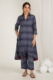 Navy Blue High-Low Kurta Set - Cyan India Navy Blue High-Low Kurta Set - Cyan India