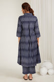 Navy Blue High-Low Kurta Set - Cyan India Navy Blue High-Low Kurta Set - Cyan India