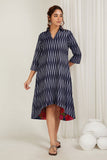 Navy Blue Ikat High-Low Dress - Cyan India Navy Blue Ikat High-Low Dress - Cyan India