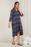Navy Blue Ikat High-Low Dress - Cyan India Navy Blue Ikat High-Low Dress - Cyan India