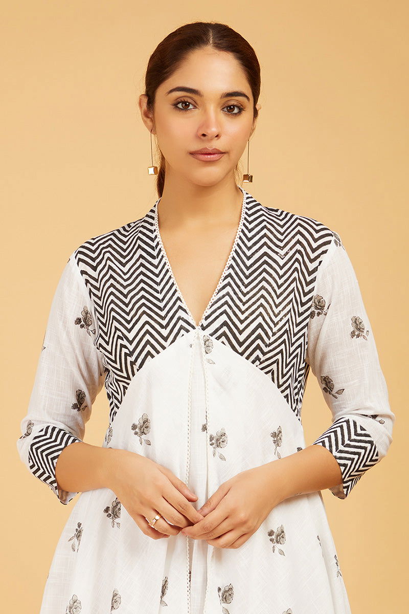Pattern-Play Hand Block Print Dress - Cyan India Pattern-Play Hand Block Print Dress - Cyan India