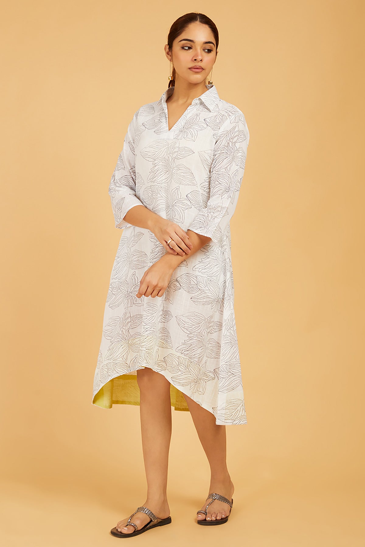 Premium Cotton High-Low Dress - Cyan India Premium Cotton High-Low Dress - Cyan India