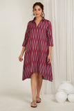 Rani Chevrons High-Low Kurta - Cyan India Rani Chevrons High-Low Kurta - Cyan India