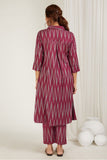 Rani Chevrons High-Low Kurta - Cyan India Rani Chevrons High-Low Kurta - Cyan India