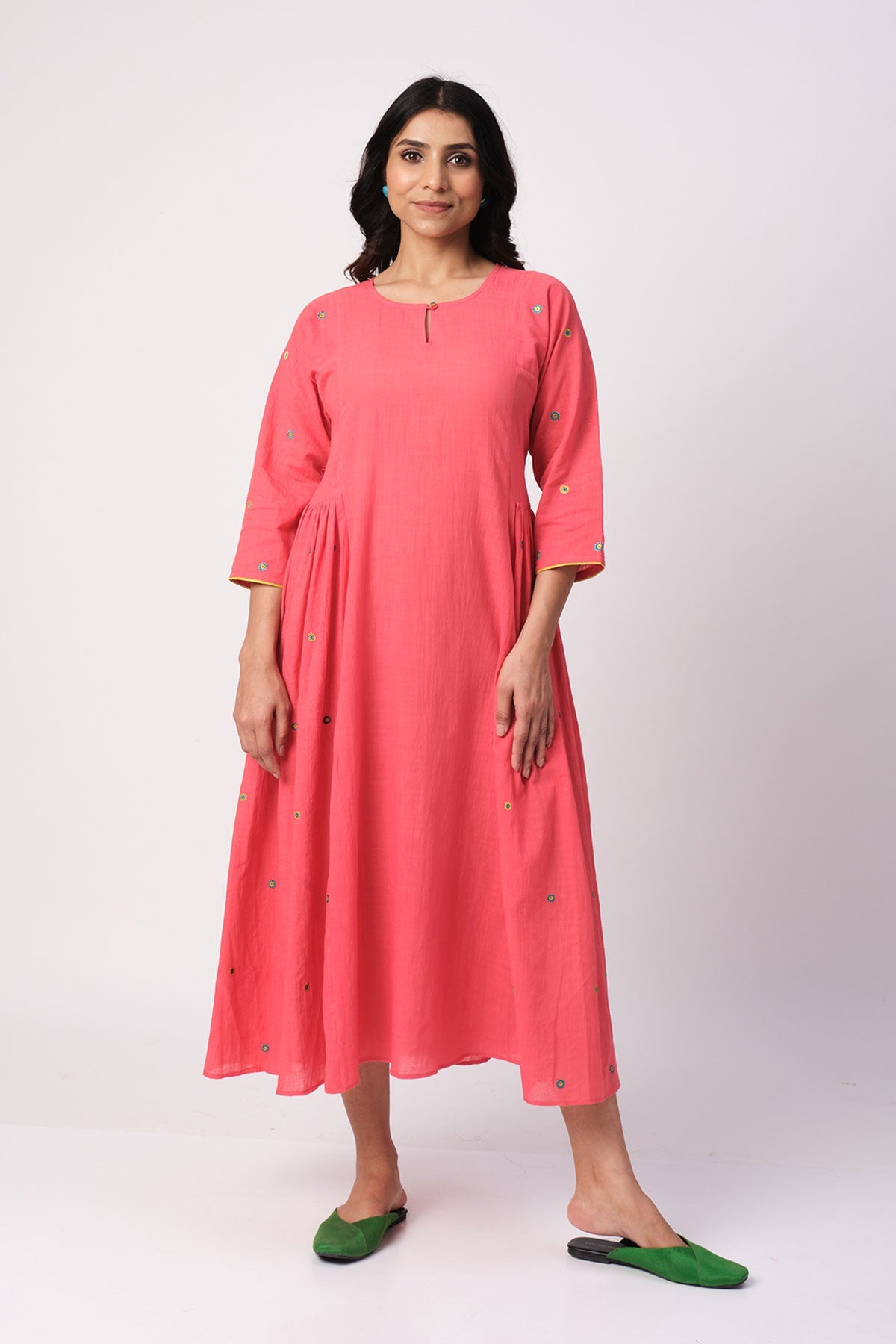 Rani Embroidered Dress/Kurta - Cyan India Rani Embroidered Dress/Kurta - Cyan India
