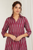 Rani Ikat High-Low Kurta Set - Cyan India Rani Ikat High-Low Kurta Set - Cyan India