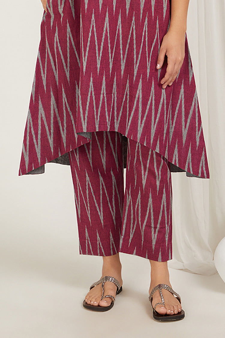 Rani Ikat High-Low Kurta Set - Cyan India Rani Ikat High-Low Kurta Set - Cyan India