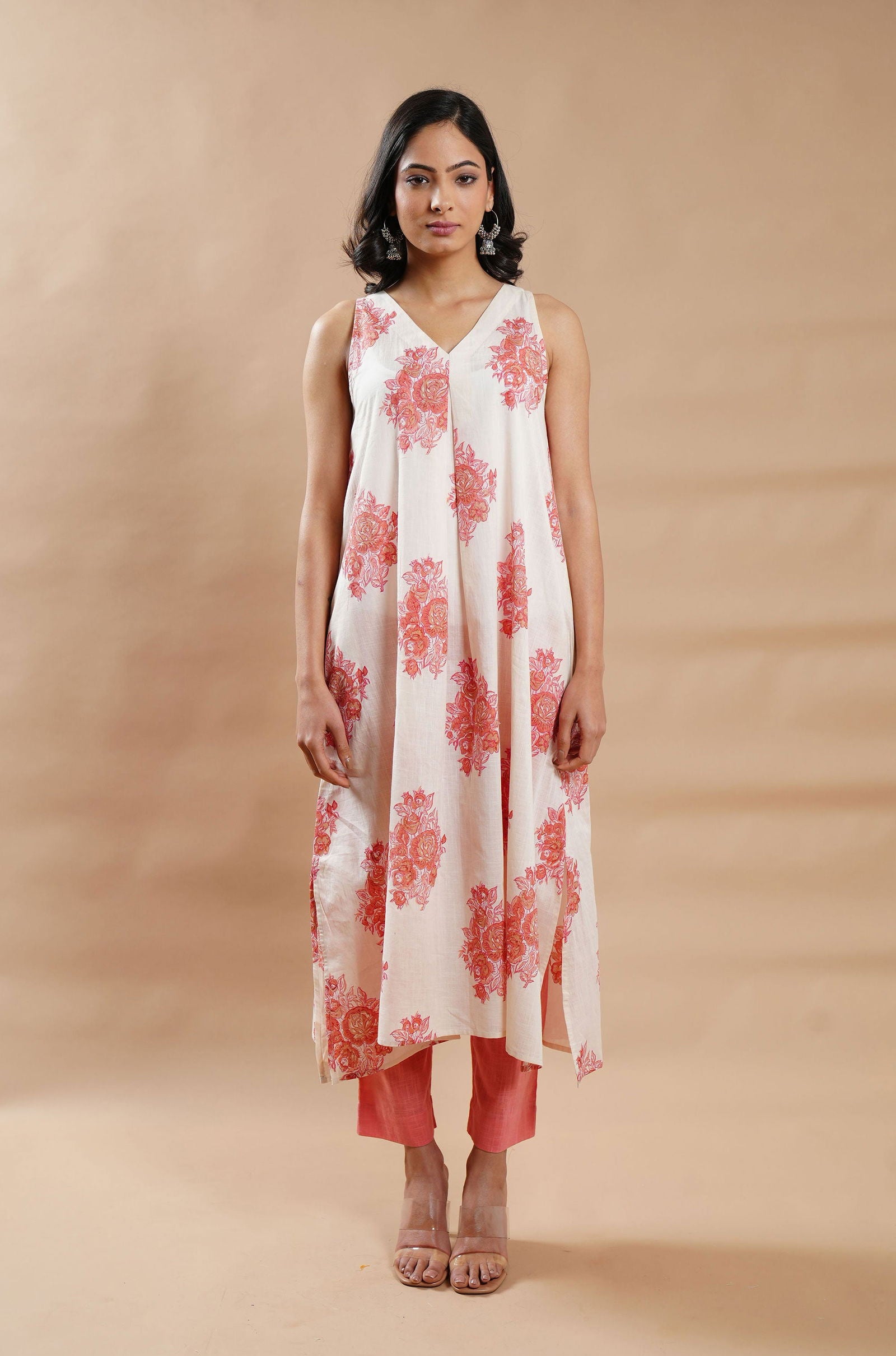 Summer Bloom Soft Cotton Kurta - Cyan India Summer Bloom Soft Cotton Kurta - Cyan India