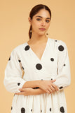 Uneven Polka Dots Flared Dress - Cyan India Uneven Polka Dots Flared Dress - Cyan India