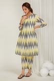 Yellow-Grey Ikat Cord-Set - Cyan India Yellow-Grey Ikat Cord-Set - Cyan India