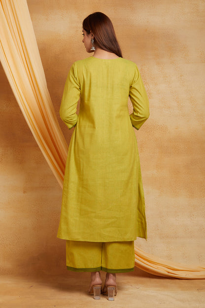 Oil Green Mangalgiri Handloom Cord Set