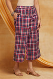 Blue Cotton Comfort Kurta with Checkered Palazzo