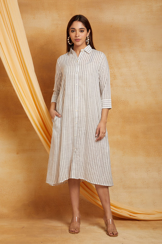 Premium Handloom Cotton B&W Dress (with Slip)