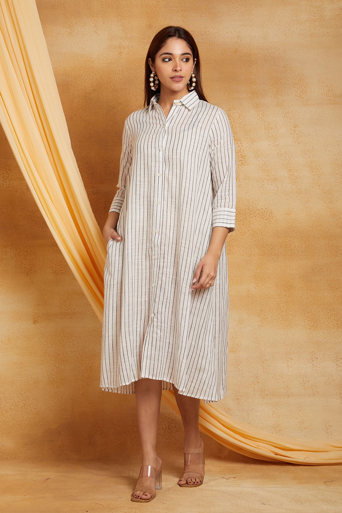 Premium Handloom Cotton B&W Dress (with Slip)