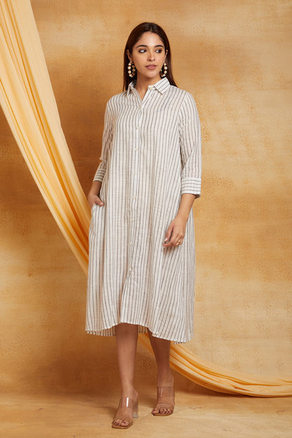 Premium Handloom Cotton B&W Dress (with Slip)