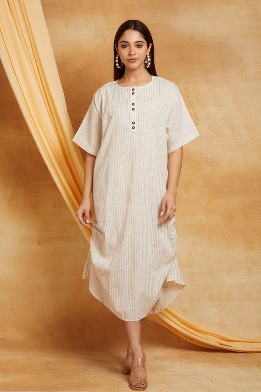 Handloom Striped Pleated Dress