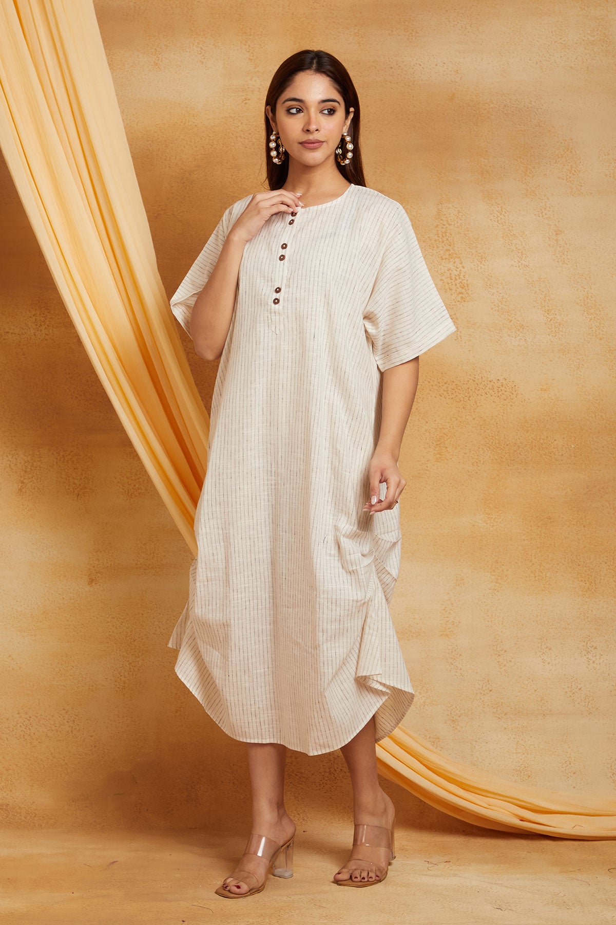 Handloom Striped Pleated Dress