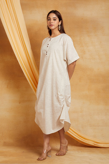 Handloom Striped Pleated Dress